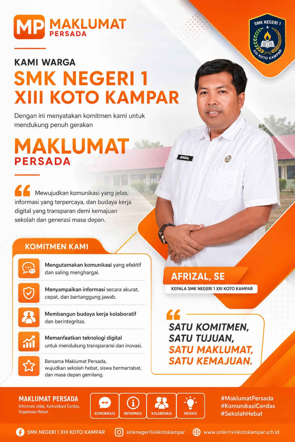 AFRIZAL, SE Dorong Kemajuan Pendidikan dan Karakter Siswa di SMK Negeri 1 XIII Koto Kampar